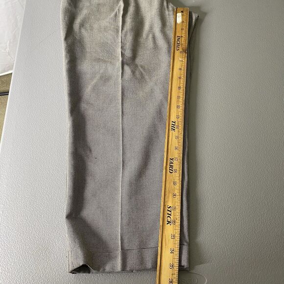 SAVANE Houndstooth Pleated Cuffed Trousers Dress Pants Slacks Mens 36x29 Black - Picture 7 of 8